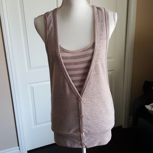 Light pink and light grey striped vest